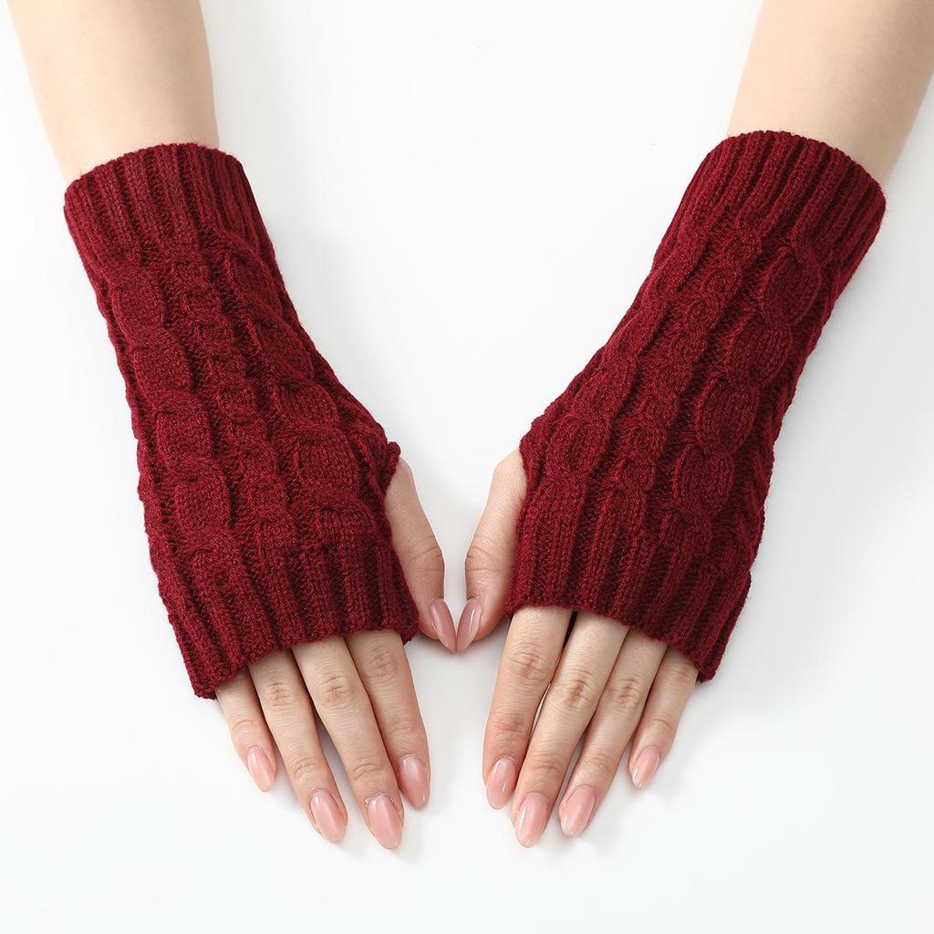 Unisex Cable Knit Wool Gloves: Warm, Stylish Autumn-Winter Arm Warmers