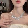 Faux Pearl Choker Necklace Women Elegant White Faux Pearl Necklace Sparkling Rhinestone Choker for Weddings Parties Dating