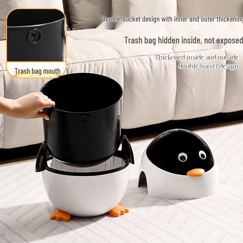 Penguin Flip-Top Trash Can