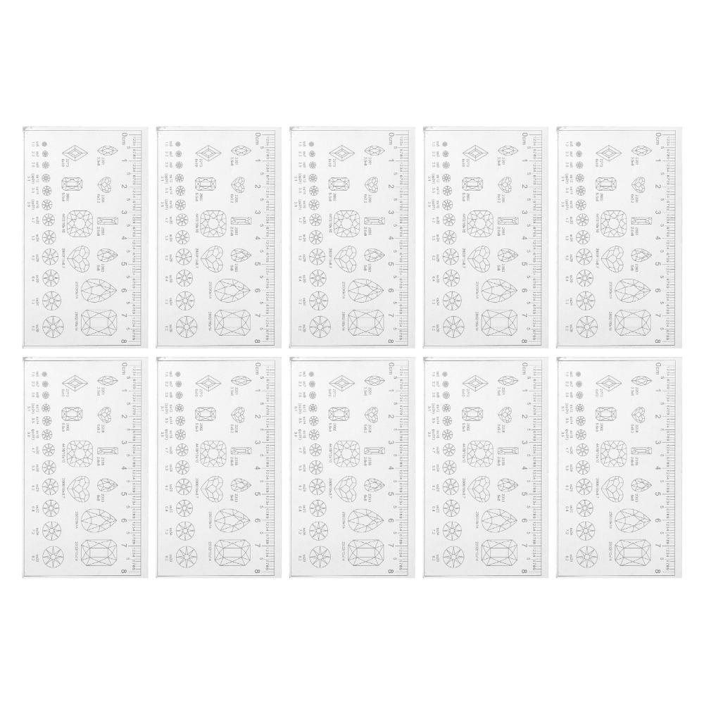 10pcs Ultra Thin Transparent Nail Ruler Soft Manicure Ruler Precision Nail Measuring Work