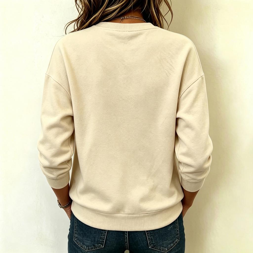 Women's Fashion Long Sleeve Pullover Sweatshirt Crew Neck Solid Color Casual Lightweight Soft Fabric Top for Everyday Wear