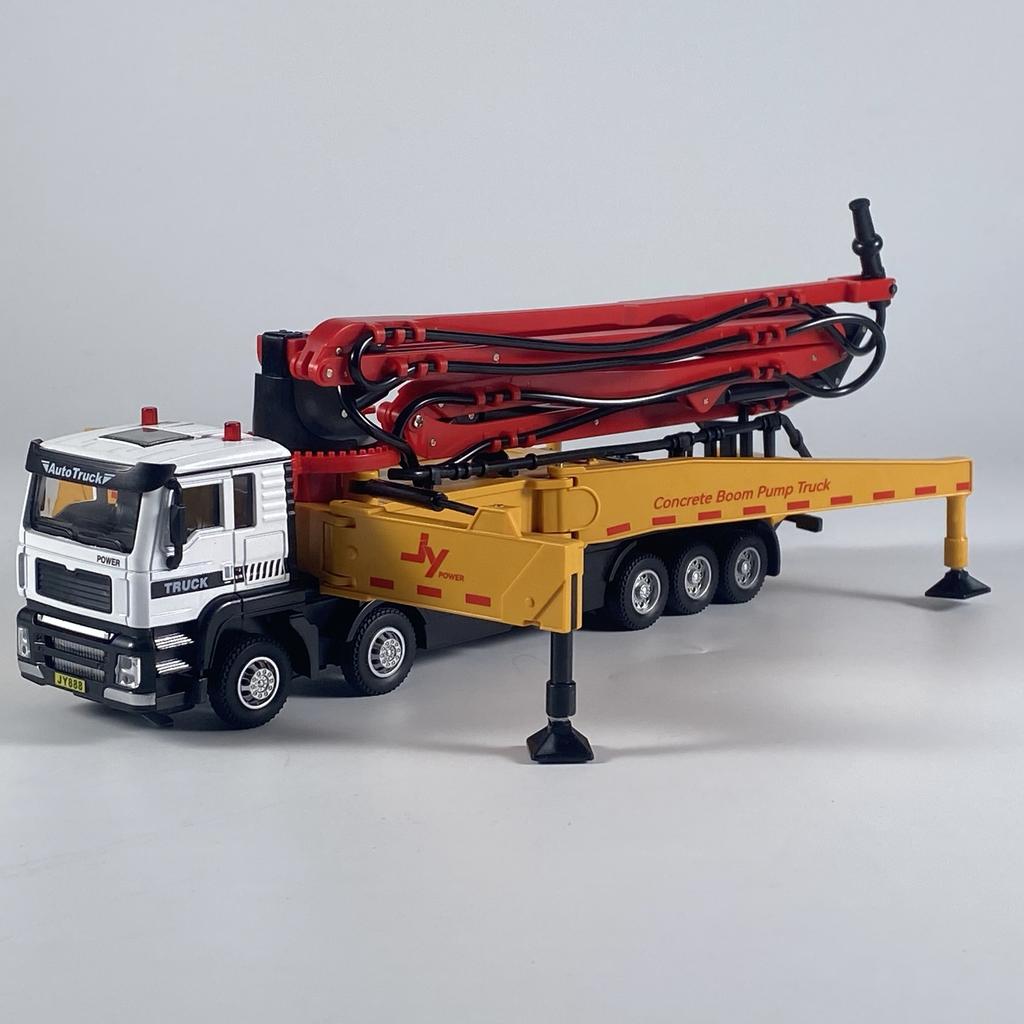 1:50 Zementbetonpumpenwagen Ingenieurfahrzeug Legierung Druckguss Modellauto Simulierte Heimdekorationen Ton & Licht Kinderspielzeug