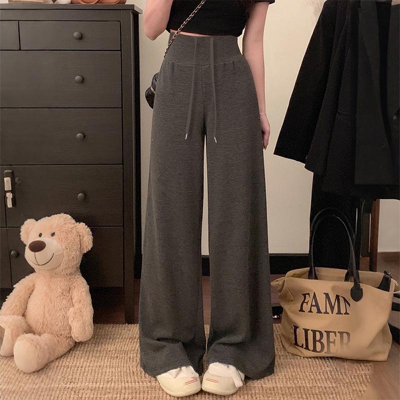 

2026 Spring Maternity Wide-Leg Pants - No Drooping Crotch, No Support Band, Striped, Soft, Slimming, Long Pants 2XL темно-сірий