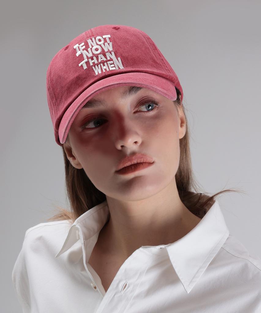 WHEN YOU MOVE Pigment Slogan Ball Cap Red