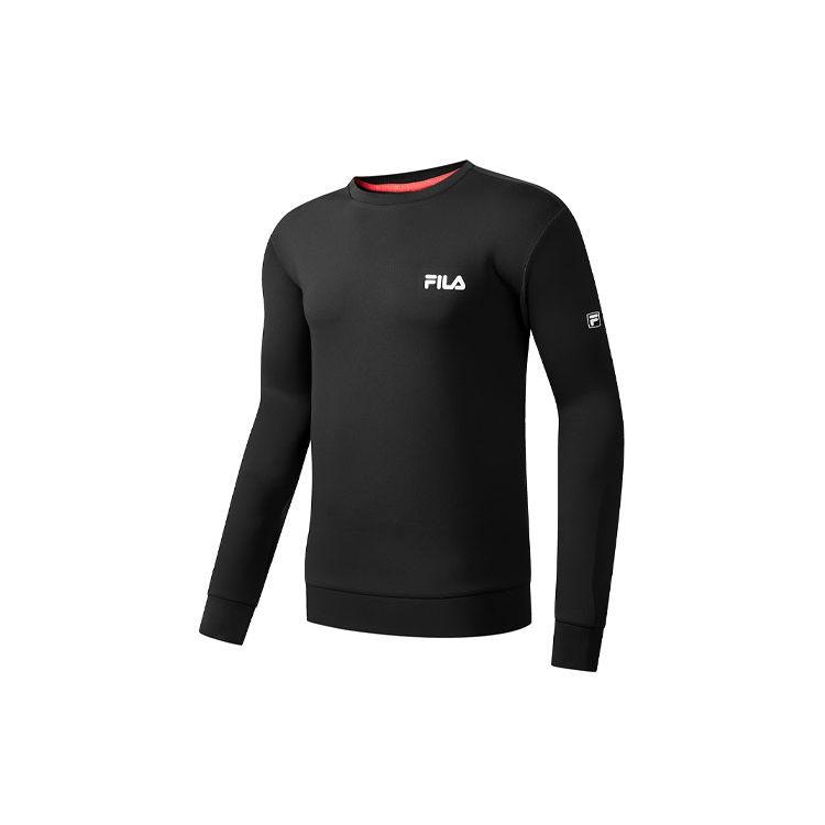 Fila Athletics Series Logo Crew Neck Sports Long Sleeve Sweatshirt Men Sweatshirt Black A11M011237GBK