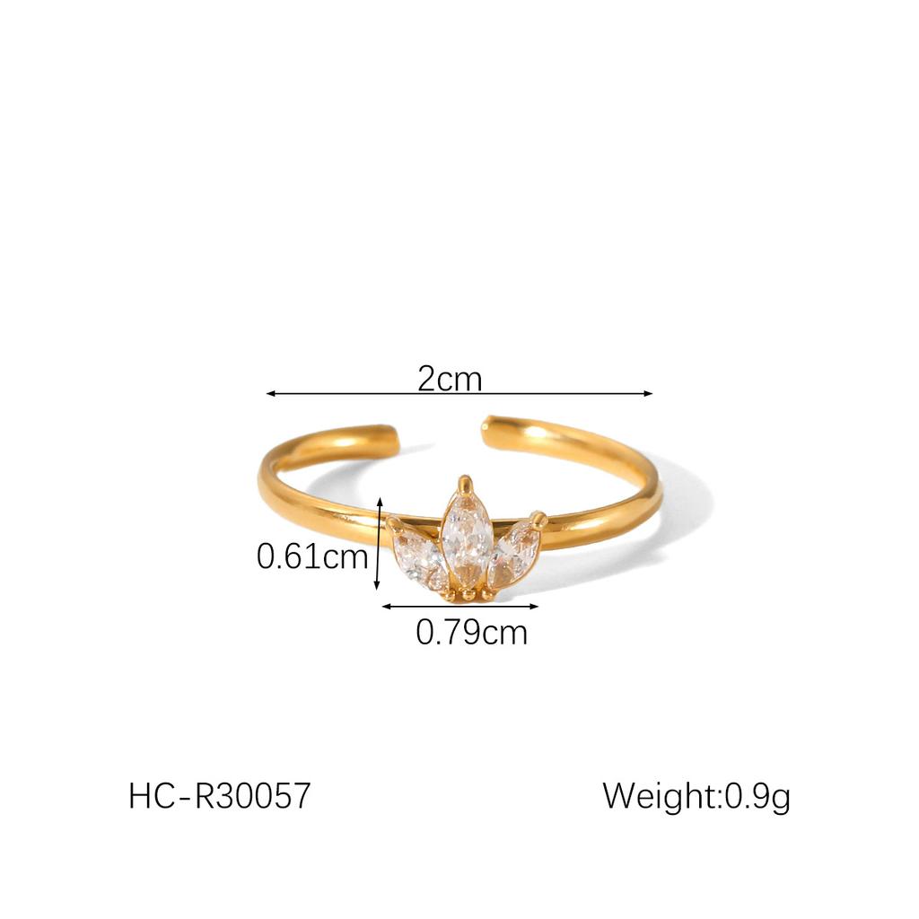 Ins Style Western 18K Gold Bowknot Pearl Stainless Steel Open Ring Women's Fashion Hammered Titanium Steel Zircon Ring