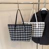 Woolen Big Bag Women's 2025 Autumn and Winter New Trendy Student Handbag Versatile Large Capacity Plaid Shoulder Tote Bag
