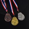 Gold Silver Bronze Medals 1St 2Nd 3Rd Volleyball Sports Trophy Award Bright Antique Attached Red White Blue Ribbon Souvenir Gift