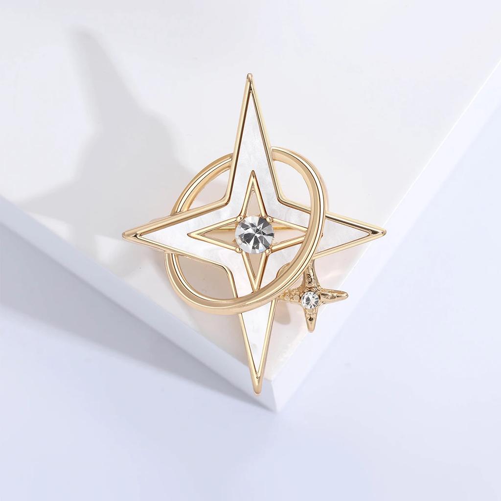 Ramadan Rhinestone Star Brooches for Women Unisex Glossy Moon Pins Event Party New Gifts Backpack Decoration Clothes Accessories