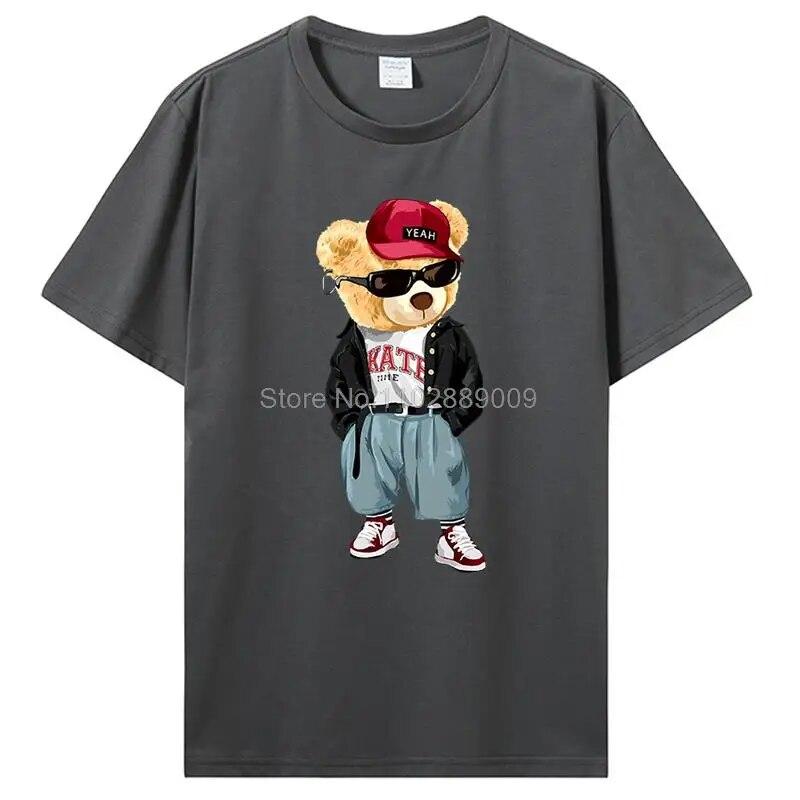 Herrmode Teddybjörn T-shirt Ren bomull Toppar T-shirt Roliga unisex-tröjor Sommar Oversized kvinnlig T-shirt Harajuku Streetwear