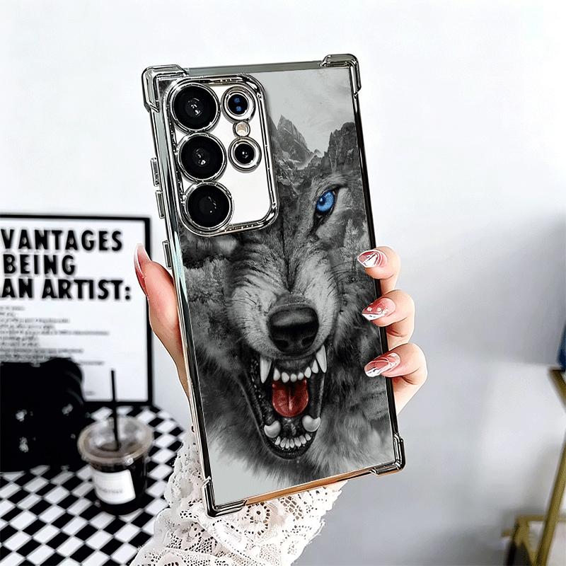 

Wolf Moon Animal Soft Phone Case For Samsung Galaxy S26 Ultra S25 Edge S24 FE S23 Plus S22 S21 + S20 Plating Anti-Fall Fundas Samsung S26 Ultra