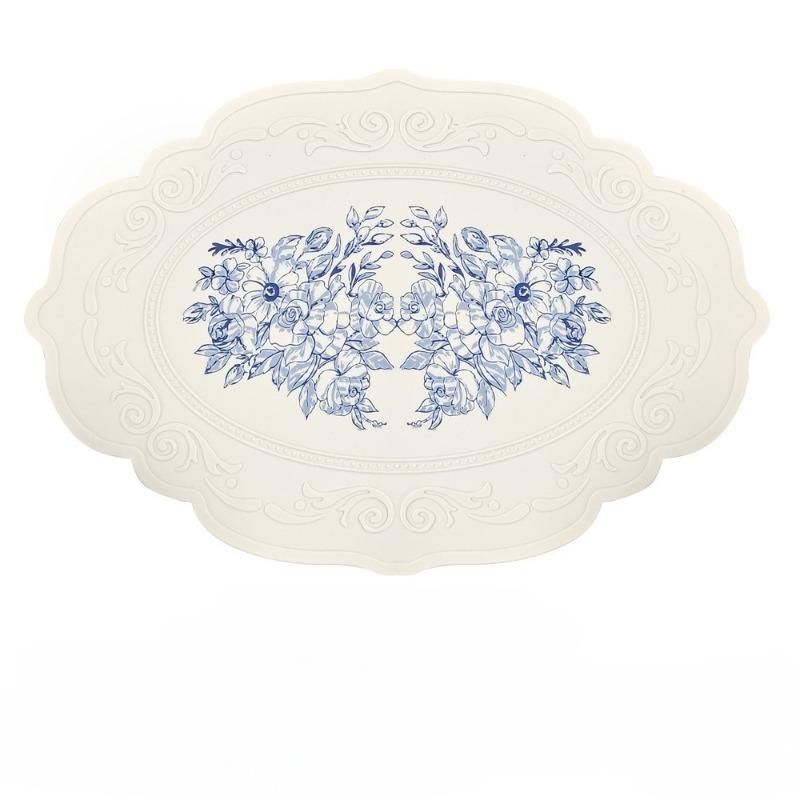 Silicone Carved Dining Mat Retro Pattern Table Mat Floral Placemat for Dining Table Kitchen Coffee Pad Tableware Mats Waterproof