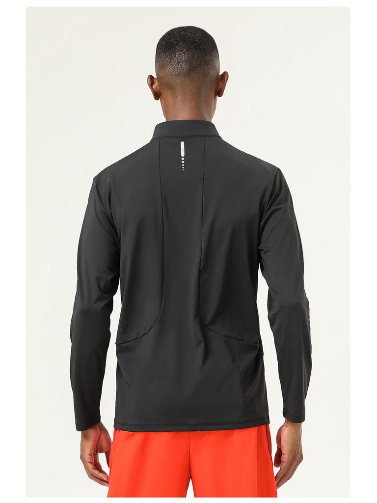 Men’s High-Elastic Long-Sleeve Zipper Henley for Autumn/Winter Running and Fitness