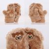 Bear Duffy Cute Embroidered Pattern Plush Thick Warm Women Gloves Winter For