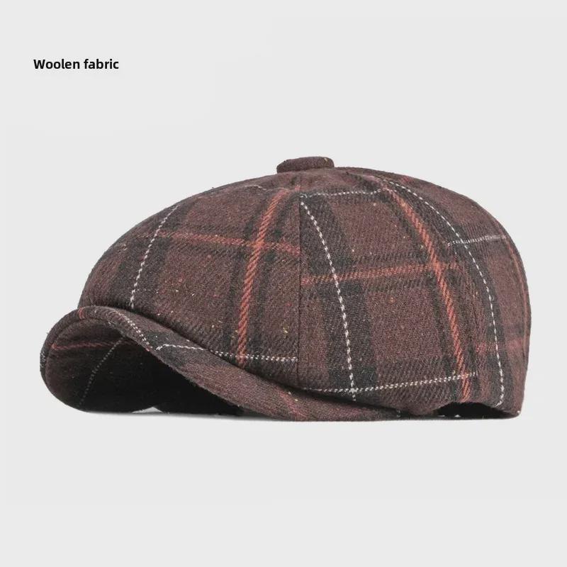 Autumn/Winter Unisex Plaid Newsboy Beret - British Retro Style Wool Hat