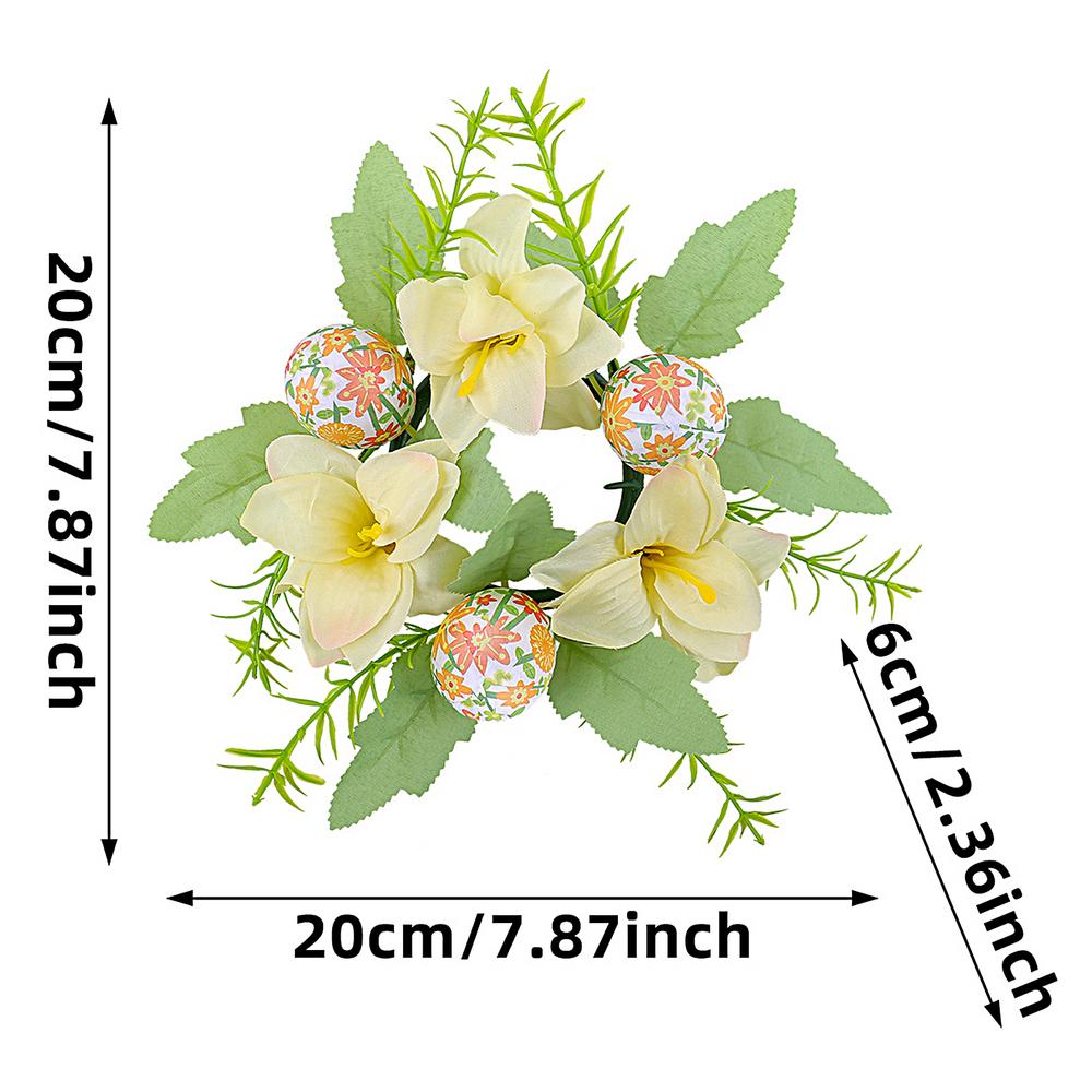 Easter Candle Ring Wreath Egg Candle Holder Ornaments Living Room Dining Table Artificial Flower Candle Wreath Atmosphere Decor