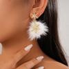 Diamond-encrusted hairball snowflake silver needle earrings Christmas fashion temperament earrings light luxury earrings