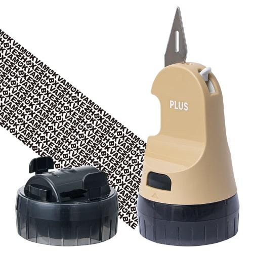 

PLUS Personal Information Protection Stamp Cutter Roller Keshipon Box Opener [Replaceable] Beige IS-590CM 40-914 + 1 dedicated ink cartridge 40-915