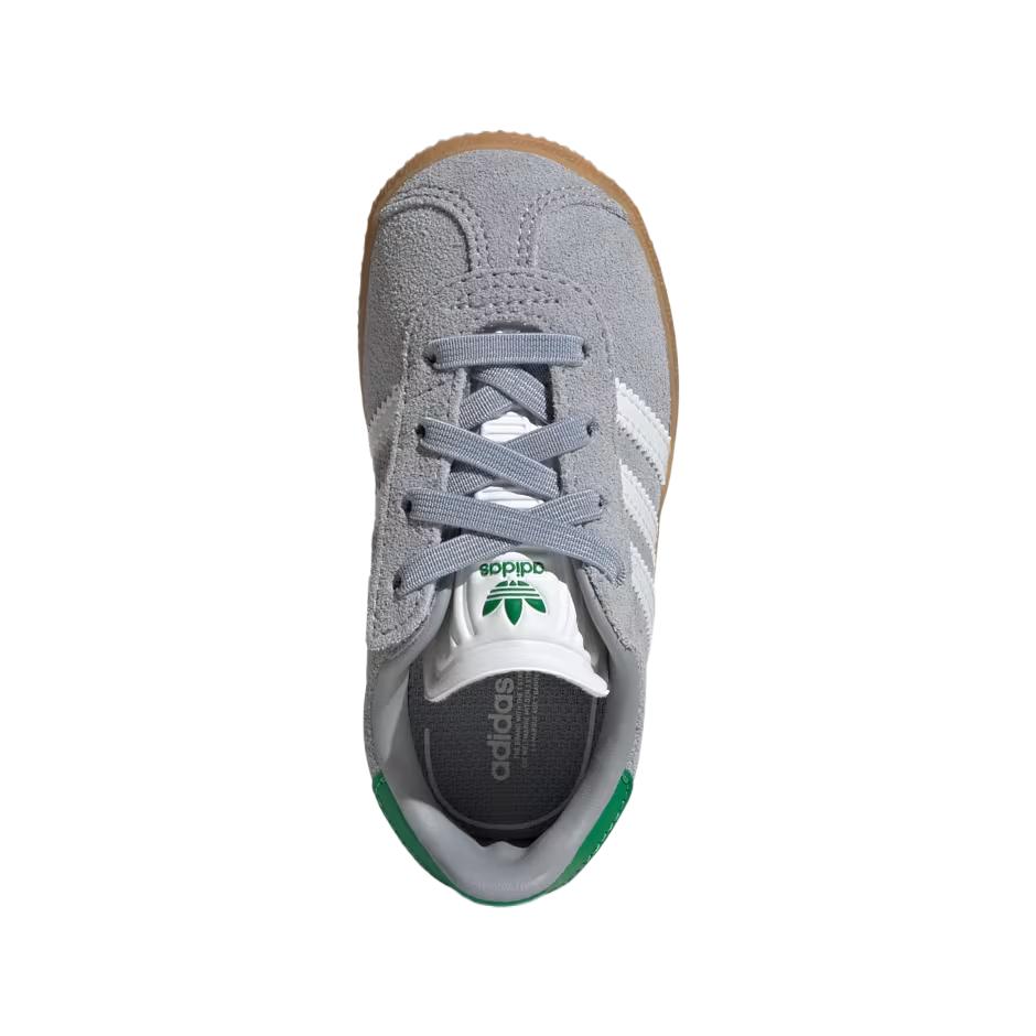 Adidas Originals Gazelle Pigskin Suede Comfortable Classic Versatile Walking Shoes Baby Shoes Halo-Silver Cloud-White Green JQ6002