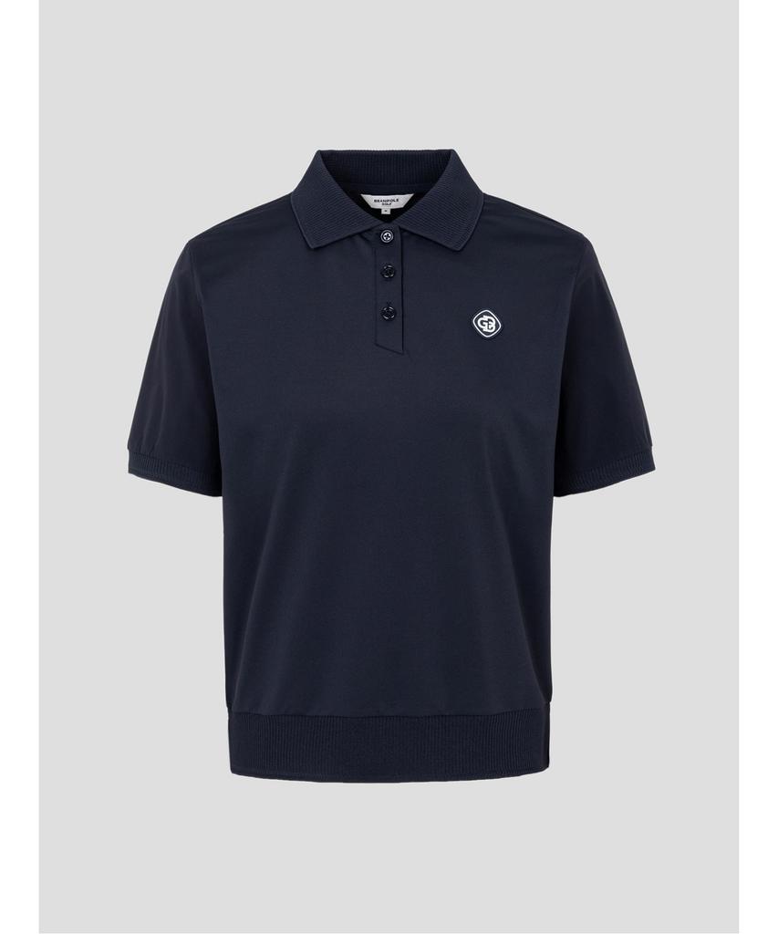 BEANPOLE GOLF Women'S Logo Perforated Collar Short Sleeve T-Shirt - Navy