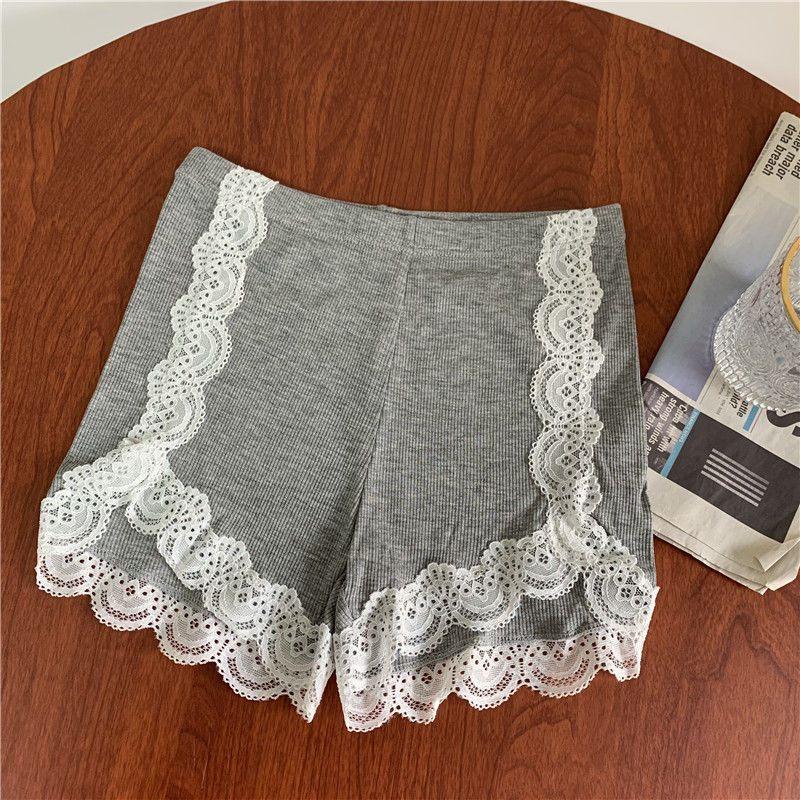 Women's Summer Lace Trim Anti-Exposure Ice Silk Safety Shorts