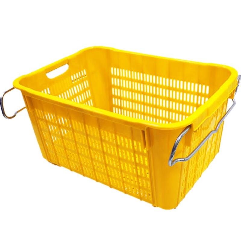 Heavy-Duty Plastic Storage Crate with Iron Handles