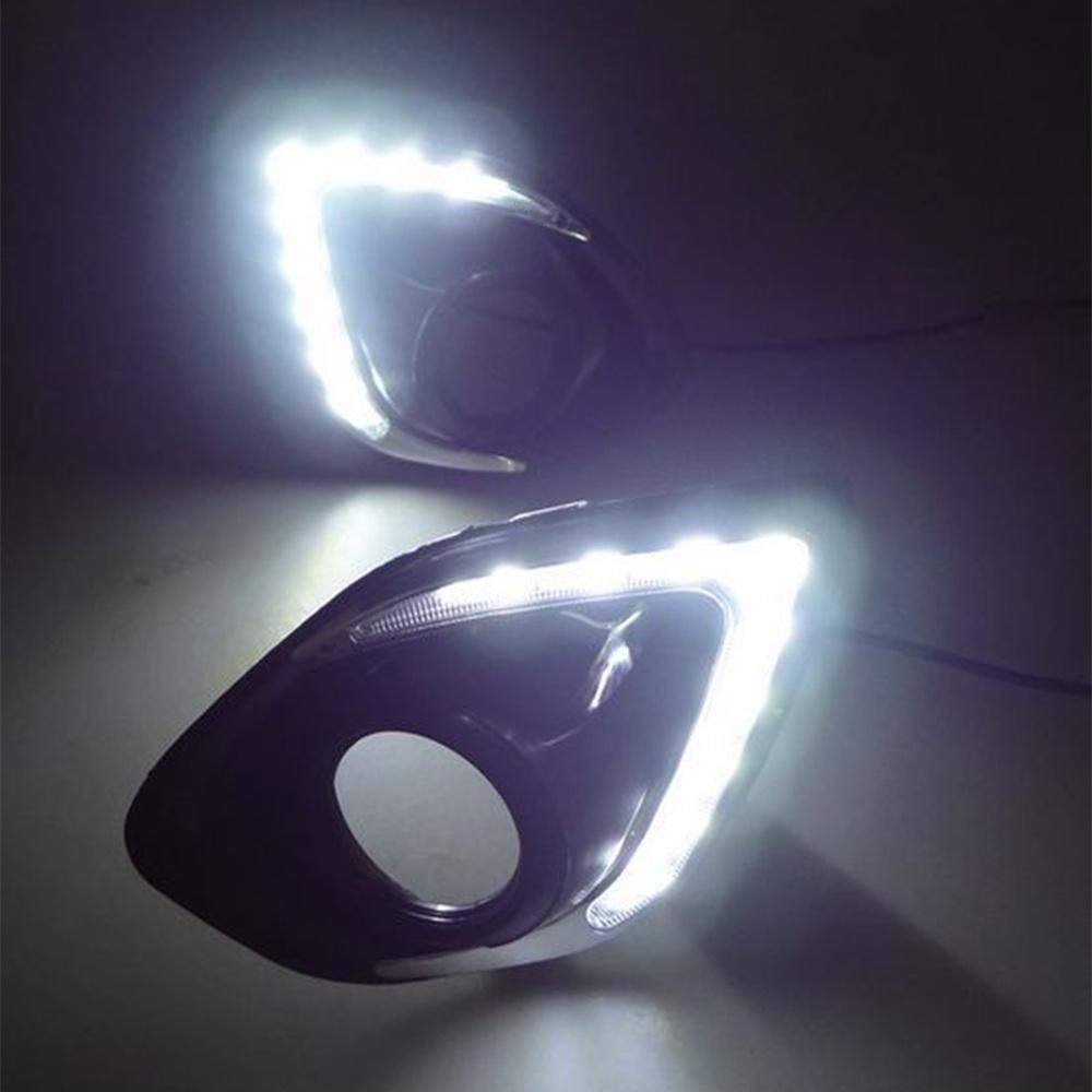2Pcs LED DRL Daytime Running Light Fog Lamp Cover For Mitsubishi ASX 2013-2015
