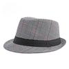 British Style Plaid Fedora Hat for Men Spring Summer Retro Jazz Hat Vintage Gentleman Trilby Cap Sun Protection Casual Beach Hat