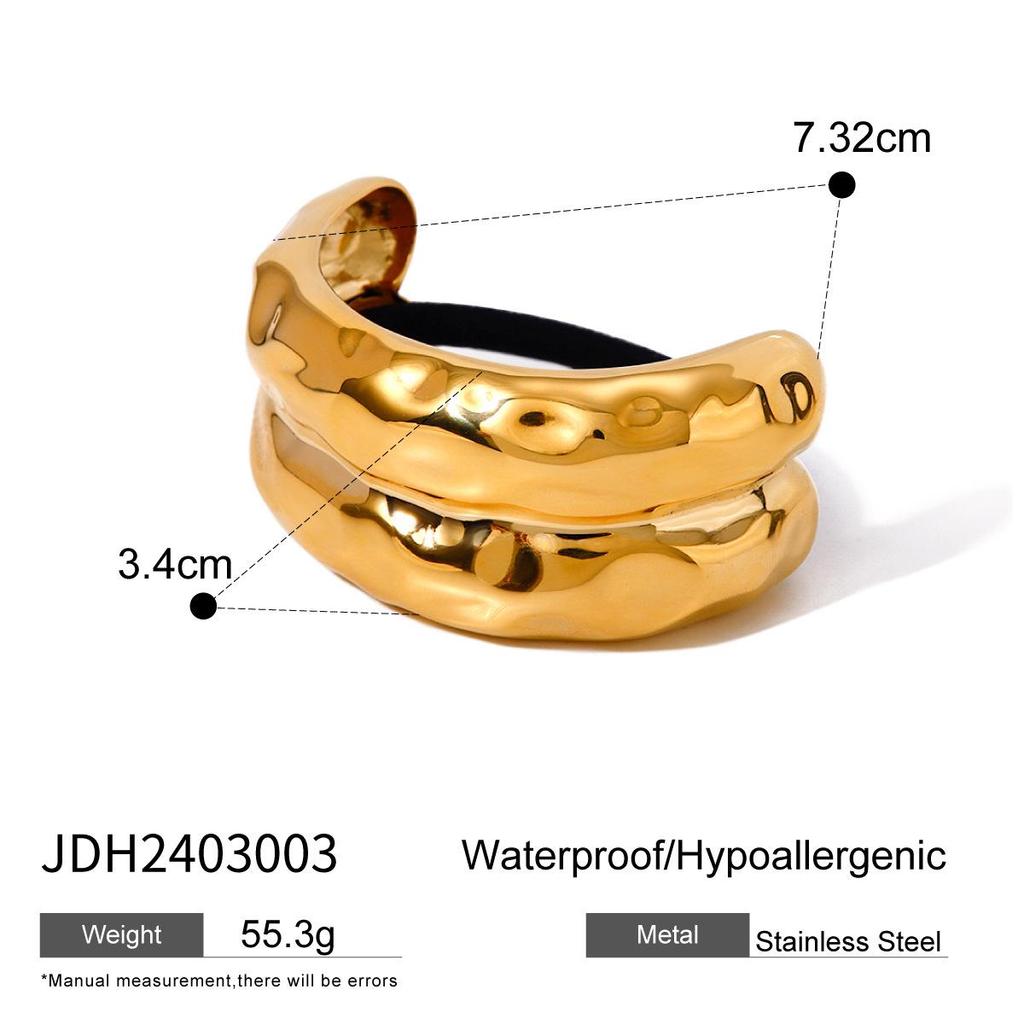 Jieding Stainless Steel Hair Tie: High-end European & American Ponytail Rubber Band with Titanium Steel Headwear.