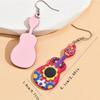 A Pair of Pink Personalized Electric Guitar Fashion Earrings, Niche Personalized Fashion and Literary High-end Women's Earrings