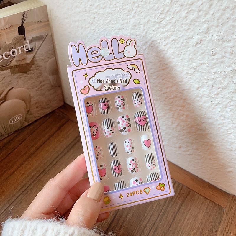 Cute Press-On Nail Stickers for Medium and Large Children - Self-Adhesive and Removable