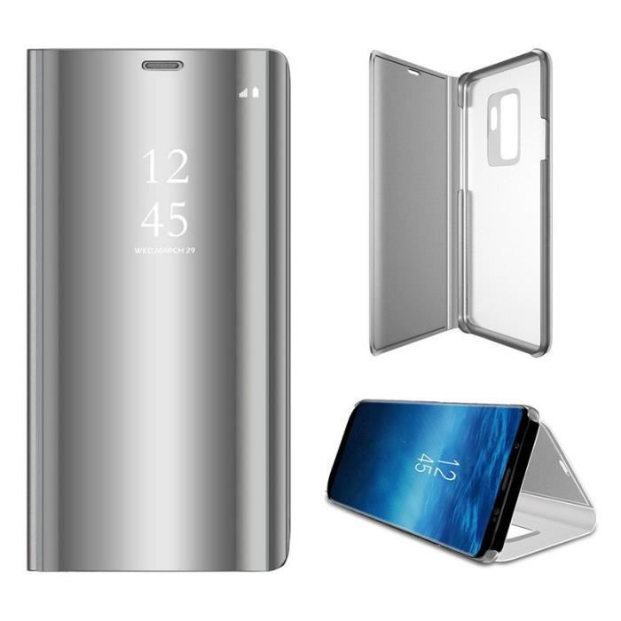 Skal Samsung Galaxy S9 - Fodral Flik Spegel Silver Skydd Clear View [Phonillico®]