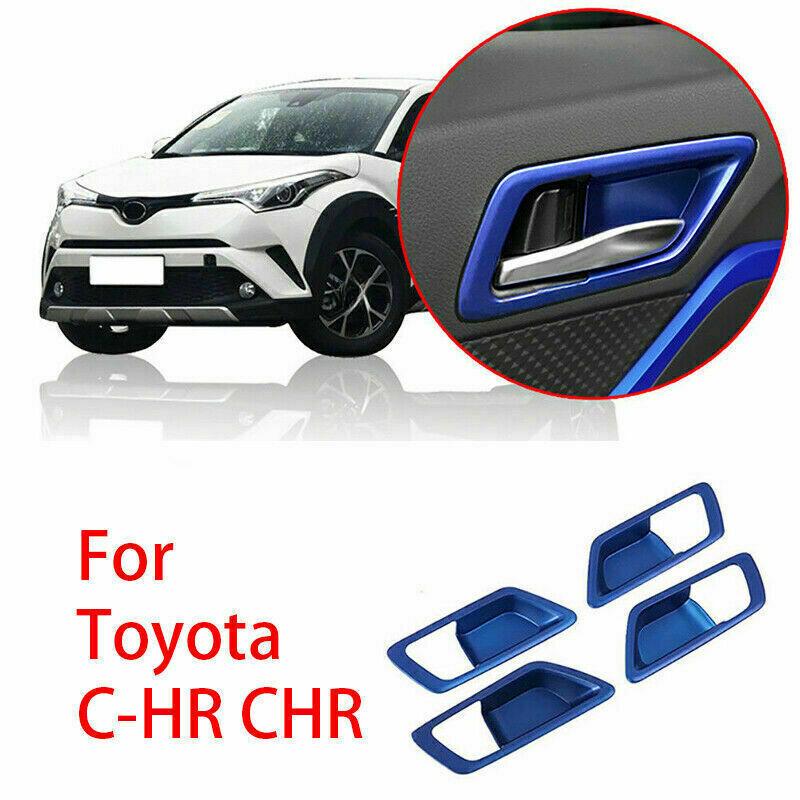 4X Paint Blue Inner Door Handle Bowl Cover Trim For Toyota C-HR CHR 2017-2022