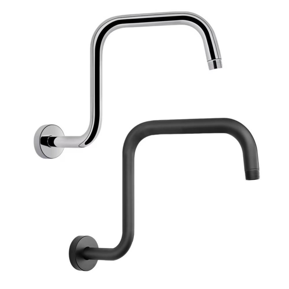 Wall Mounted Shower Head Bracket Stainless Steel Easy Installation Shower Arms Silver Black Shower Head Bar Bathroom Hardware