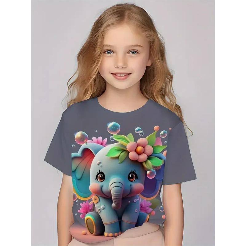 3d Printed T Shirt Girls T-Shirts 2025 Cartoon Animal Trendy Girl Children Tshirts Casual Baby Clothes Top Tee Summer