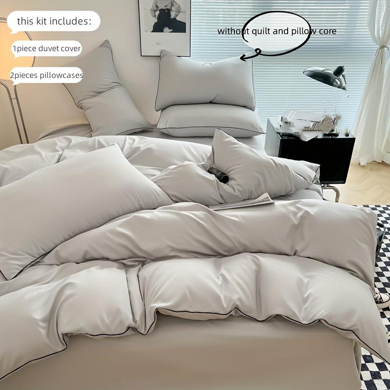 3pcs  soft Duvet Cover Set (1*Duvet Cover + 2*Pillowcase, Without Core), pure color Bedding Set, Soft Comfortable