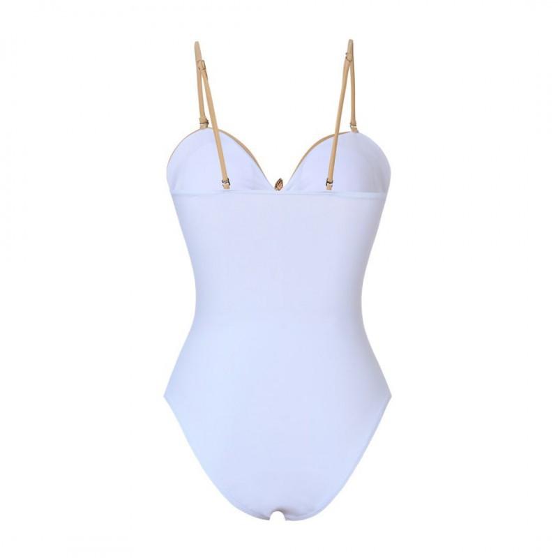 Solid Color One-piece Swimsuit Female Feel Tight Hollow Metal Five-star Women's