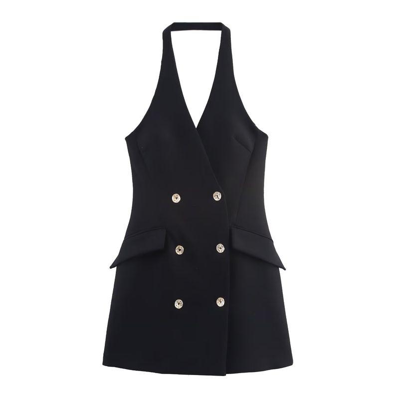 Kaslead New Women Clothes Western Style Fashion Neck Collar Mini Suit Dress 3608536