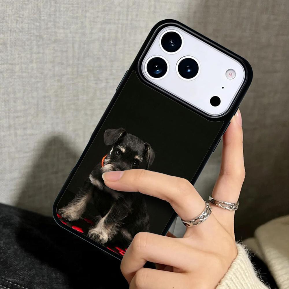 Capa Case für iPhone 17 Air 16 Pro Max 15 Plus 11 13 Mini 14 12 Rückseite Handyhülle Schnauzer Hund