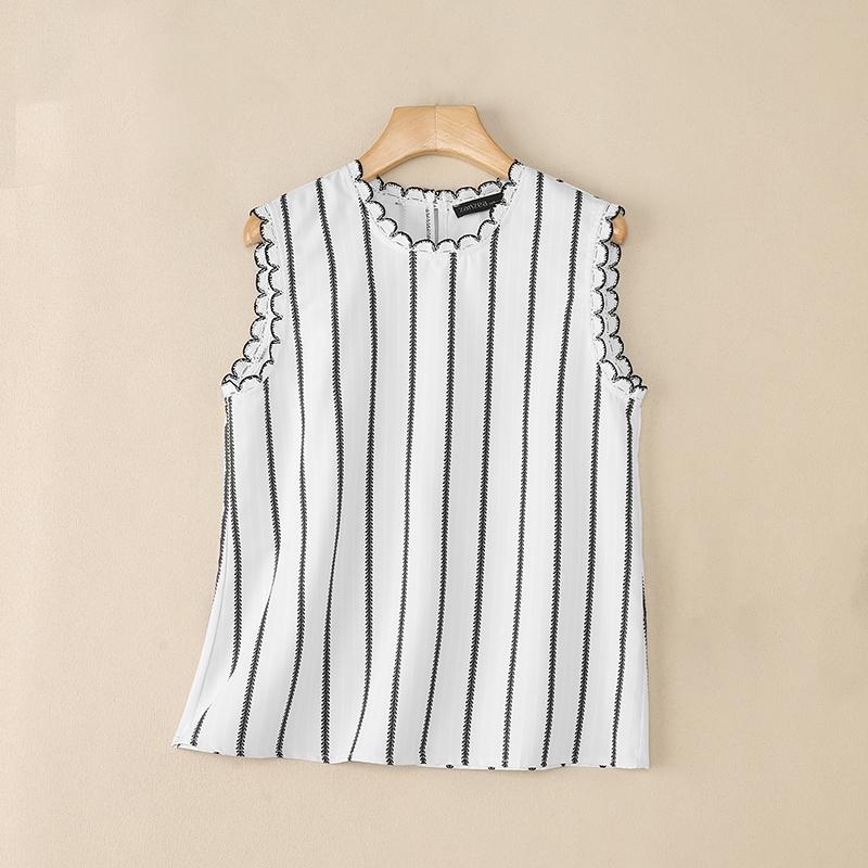 ZANZEA Women Casual Round Neck Stripe Summer Sleeveless Tank Tops