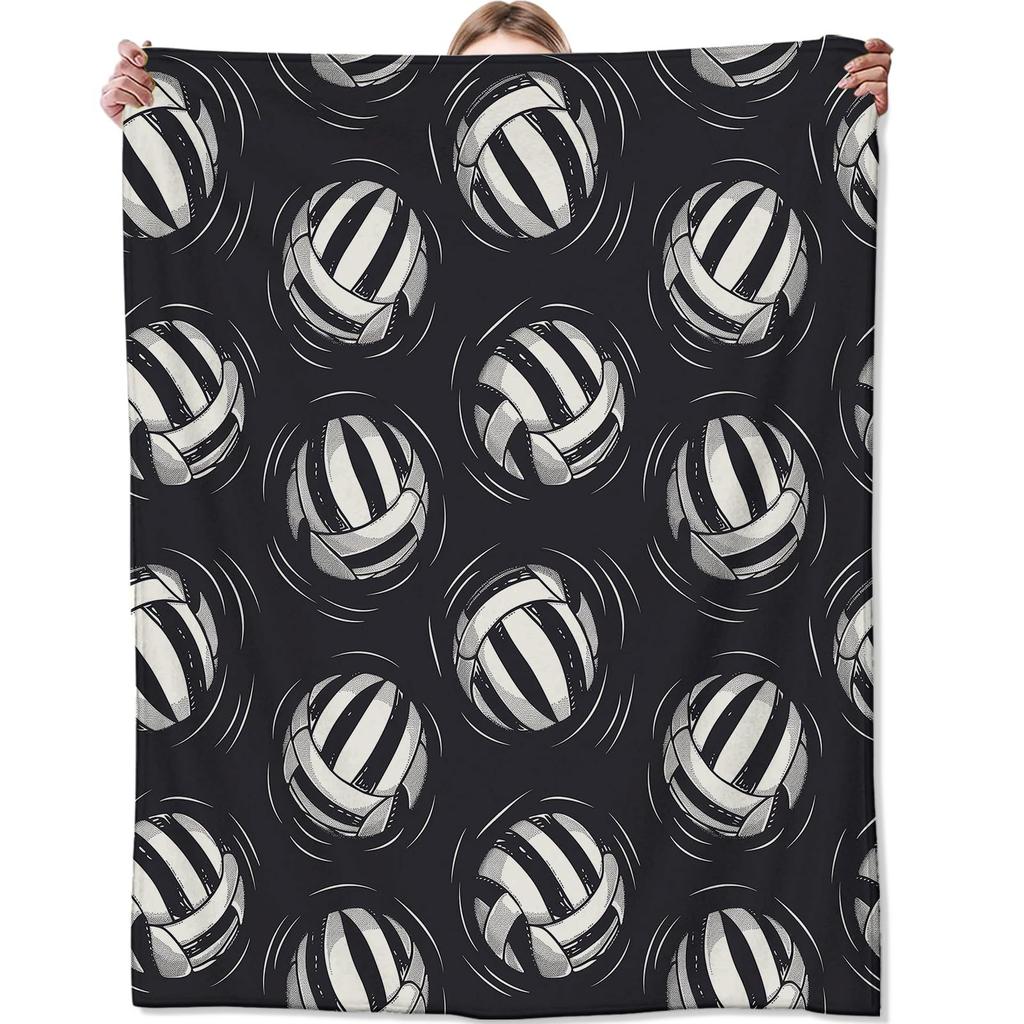 Volleyball Print Flannel Blanket Bedspread Nap Blanket Sports Theme Blanket