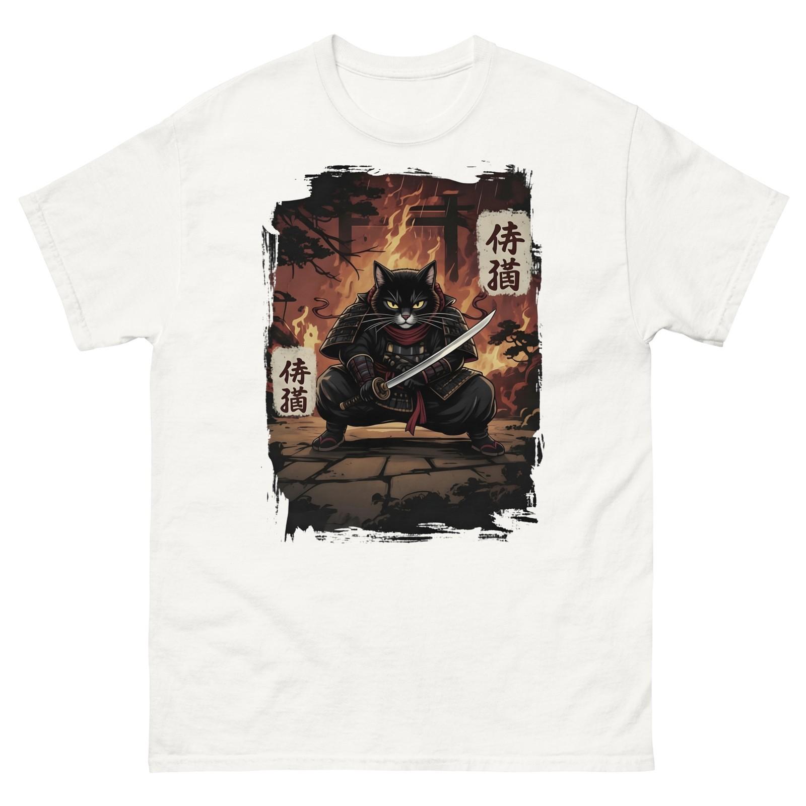 Samurai Cat ,Funny Animal ,Japanese Warrior Kitty, Ninja Cat lover gift T-shirt S