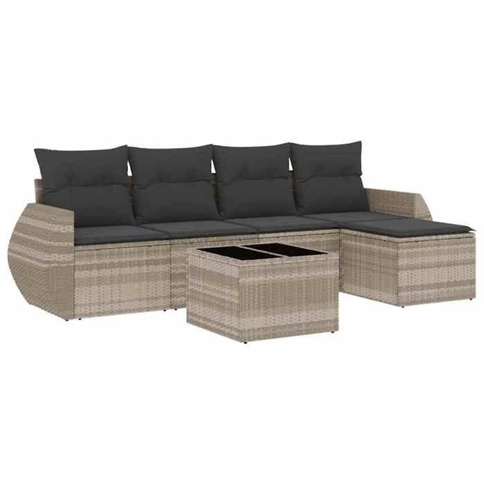 VidaXL Salon de Jardin avec Coussins 6 pcs, Canapés de Terrasse, Ensemble de Meubles de Patio, Mobilier d'Extérieur, Gris 3221301