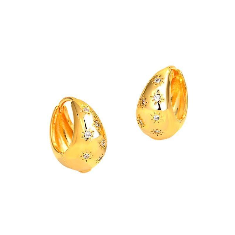 High-quality Star Ear Buckle Zircon Earrings for Women Light Luxury Niche Gold-plated High-end Earrings