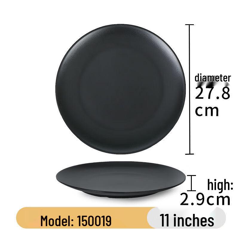 He erli Black Melamine Round Dinner Plate
