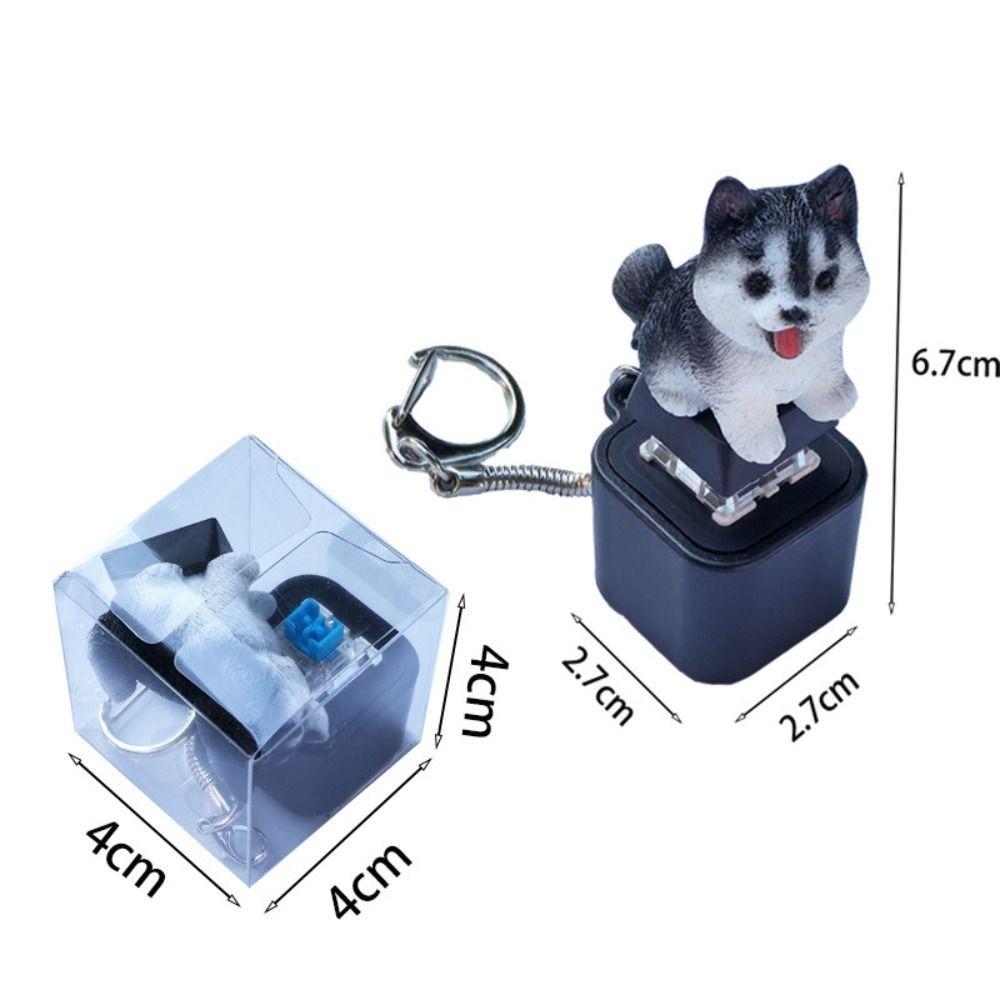 Rechargeable Dog Cat Fidget Toy Clicky Keyboard Decompression Toy Barking and Meowing Keychain