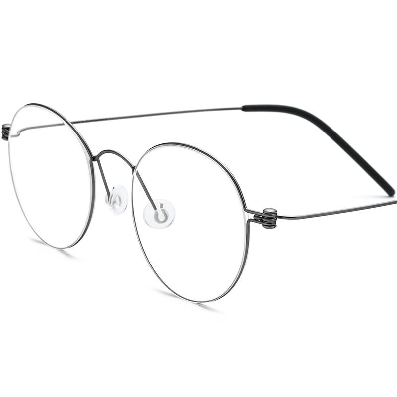Manual Screwless B Titanium Glasses Frame IP Plating Korea Hot Sale Round Pure Titanium Myopia Glasses