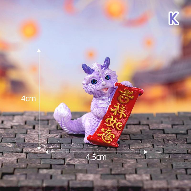 Cute Mini Dragon Figurine 2023 Year Of The Dragon Ornament Micro Landscape Decoration Dollhouse Miniature Toy