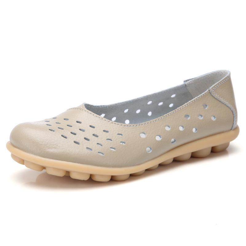 Damen Freizeitschuhe aus Leder mit Aussparungen und weicher Sohle für Winter und Herbst