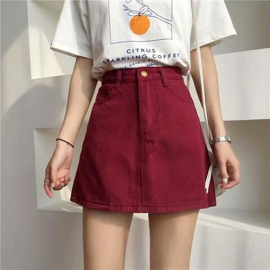 Summer Korean Retro High-Waist Petite Denim Midi Skirt for Women - Hip-Hugging, Slimming A-Line Skirt